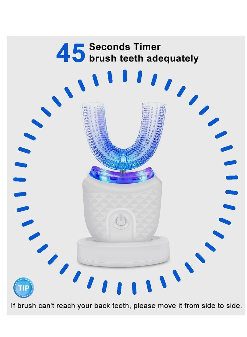 Ultrasonic U-Shaped Electric Toothbrush for Adults – 360° Whole Mouth Cleaning, Whitening LED, 4 Brushing Modes (Strong, Comfortable, Massage, Whitening), Wireless Fast Charging, IPX7 Waterproof, Smart Automatic Toothbrush with Removable Brush Head - Image 4